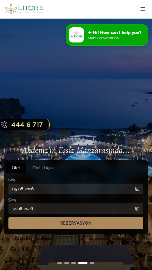 Litore Resort Hotel web projesi görseli